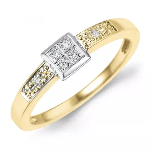 abstrakt diamant ring i 9 karat guld.- og hvidguld 0,04 ct