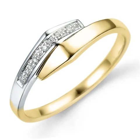 Elegant abstrakt diamantring i 9 karat guld.- og hvidguld 0,02 ct