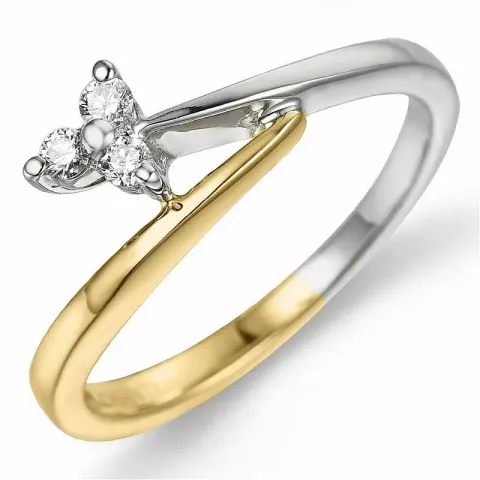 Blomster diamant ring i 9 karat guld.- og hvidguld 0,08 ct