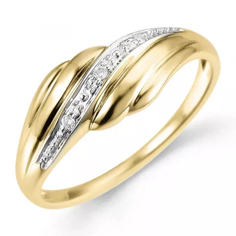 Enkel abstrakt diamant ring i 9 karat guld.- og hvidguld 0,02 ct