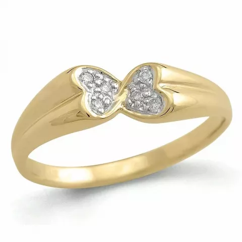 hjerte diamant ring i 9 karat guld.- og hvidguld 0,04 ct