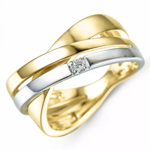 Kollektionsprøve diamant guld ring i 9 karat guld.- og hvidguld 0,03 ct