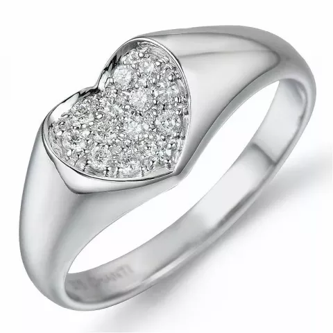 Hjerte diamant ring i 9 karat hvidguld 0,16 ct