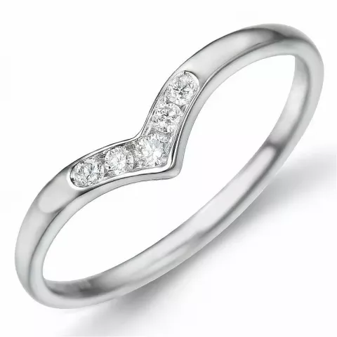 V diamant ring i 9 karat hvidguld 0,09 ct