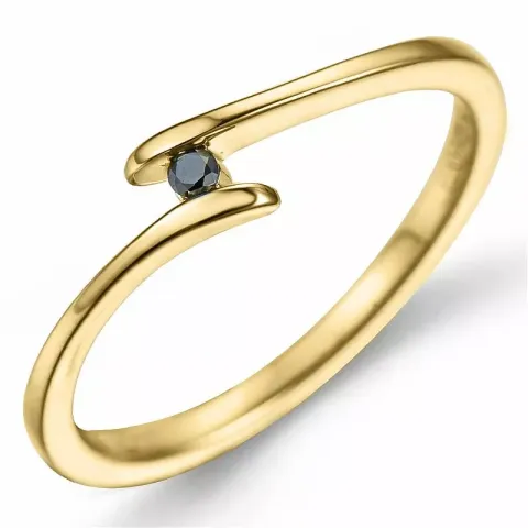 sort diamant ring i 9 karat guld 0,02 ct