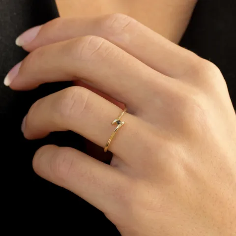 sort diamant ring i 9 karat guld 0,02 ct