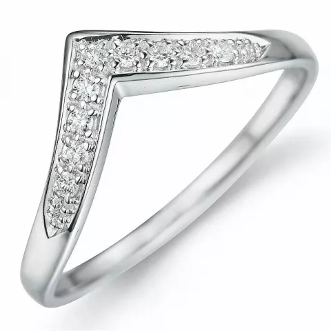 V diamant ring i 9 karat hvidguld 0,11 ct