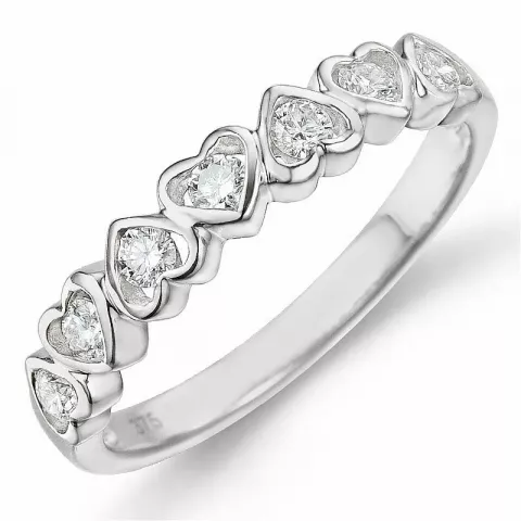 Hjerte diamant ring i 9 karat hvidguld 0,27 ct