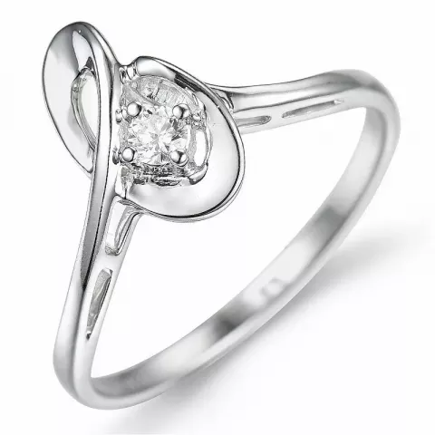 abstrakt diamant ring i 9 karat hvidguld 0,07 ct
