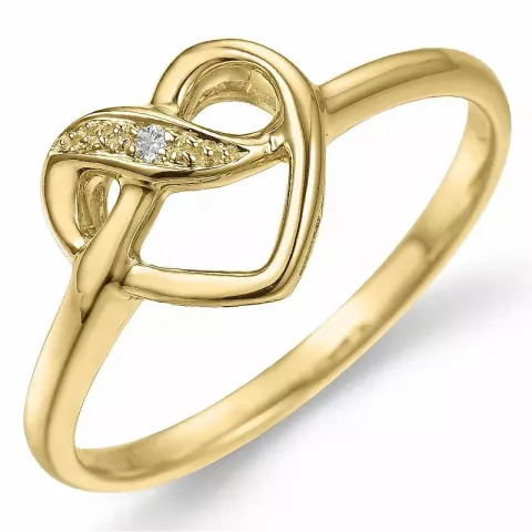 hjerte diamant ring i 9 karat guld 0,008 ct