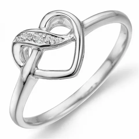 hjerte diamant ring i 9 karat hvidguld 0,008 ct