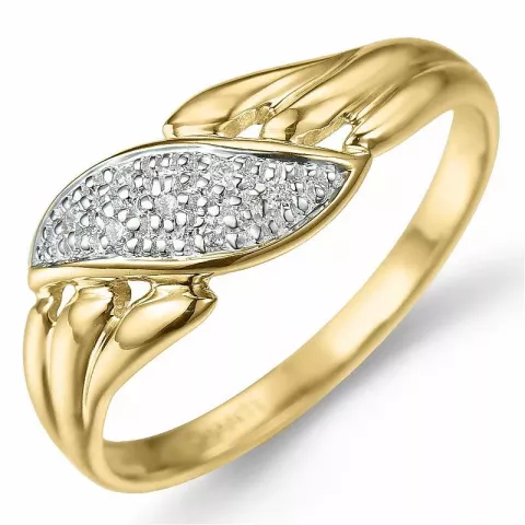 Abstrakt diamant ring i 9 karat guld.- og hvidguld 0,04 ct