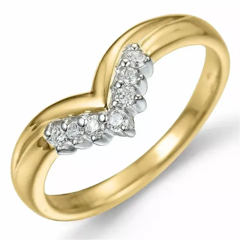 V diamant ring i 9 karat guld.- og hvidguld 0,09 ct