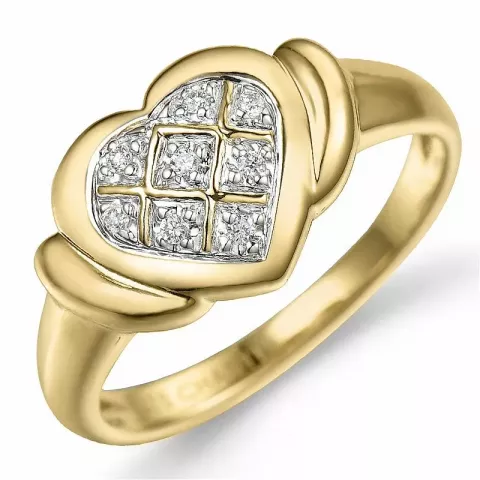 hjerte diamant ring i 9 karat guld.- og hvidguld 0,04 ct