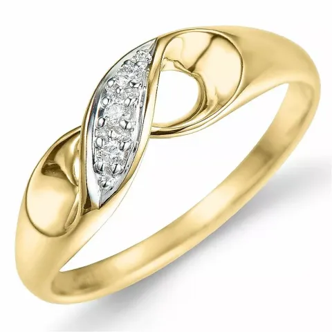 diamant ring i 9 karat guld.- og hvidguld 0,03 ct