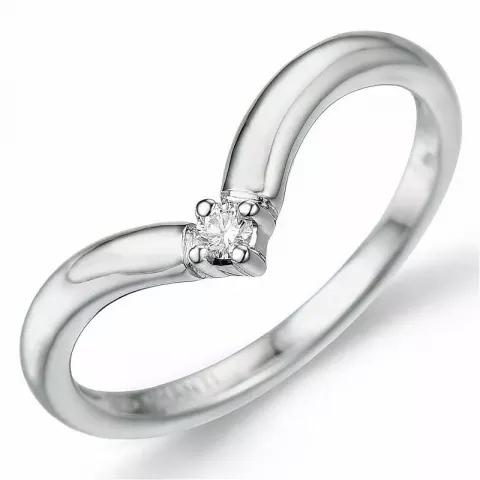 V diamant ring i 9 karat hvidguld 0,04 ct