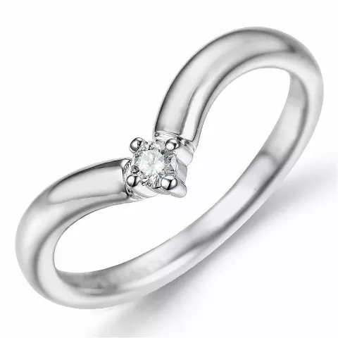 V diamant ring i 9 karat hvidguld 0,05 ct