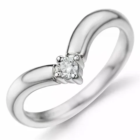 V diamant ring i 9 karat hvidguld 0,08 ct