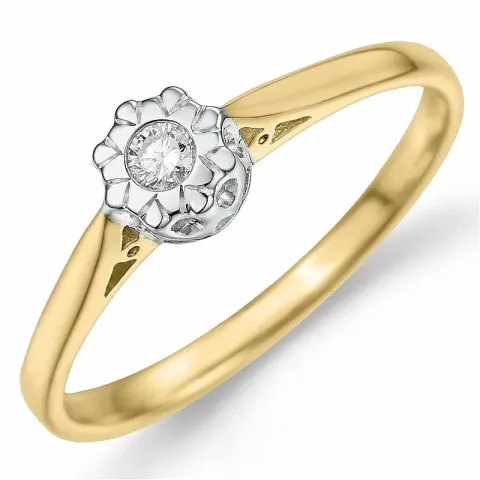 Diamant ring i 9 karat guld.- og hvidguld 0,05 ct