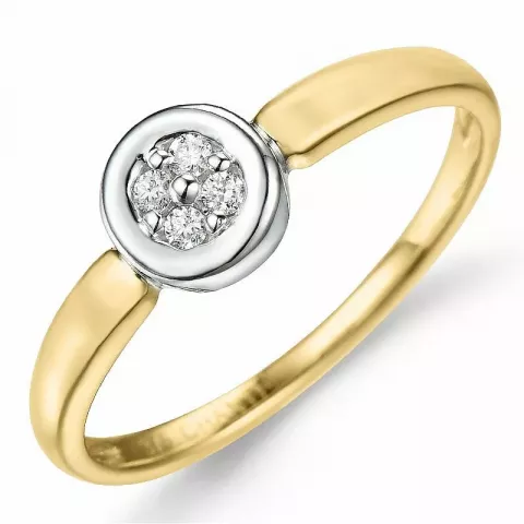 Diamant ring i 9 karat guld.- og hvidguld 0,06 ct