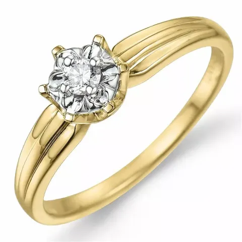 blomster diamant ring i 9 karat guld.- og hvidguld 0,08 ct