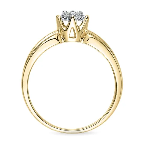 blomster diamant ring i 9 karat guld.- og hvidguld 0,08 ct
