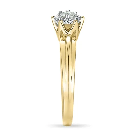 blomster diamant ring i 9 karat guld.- og hvidguld 0,08 ct