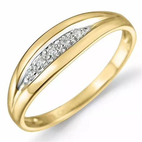 diamant ring i 9 karat guld.- og hvidguld 0,03 ct