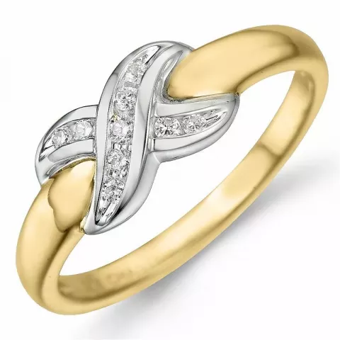 Diamant ring i 9 karat guld.- og hvidguld 0,11 ct