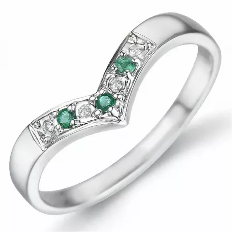 V smaragd diamantring i 9 karat hvidguld 0,02 ct 0,06 ct