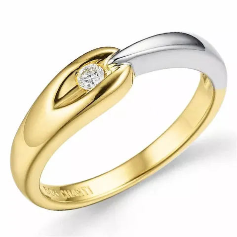 Diamantring i 9 karat guld.- og hvidguld 0,05 ct