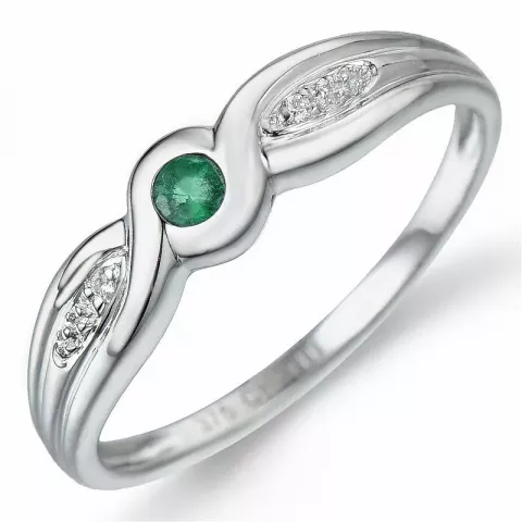 smaragd ring i 9 karat hvidguld 0,01 ct 0,09 ct