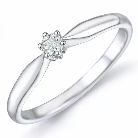 Diamant solitairering i 9 karat hvidguld 0,08 ct