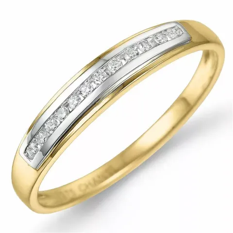 Diamant ring i 9 karat guld.- og hvidguld 0,08 ct