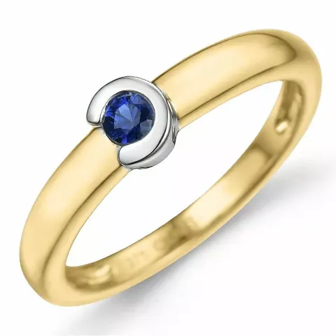 rund safir ring i 9 karat guld.- og hvidguld 0,14 ct