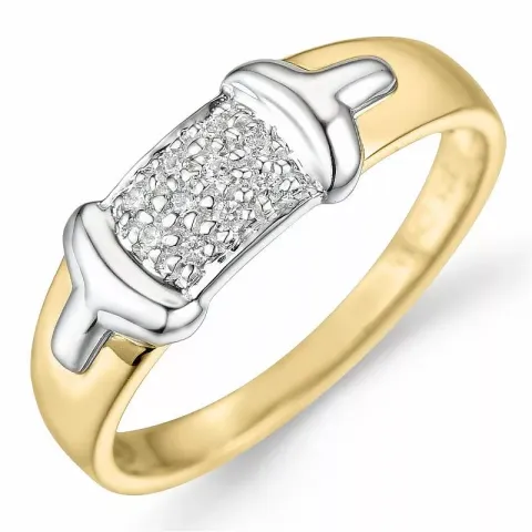 Diamant ring i 9 karat guld.- og hvidguld 0,05 ct