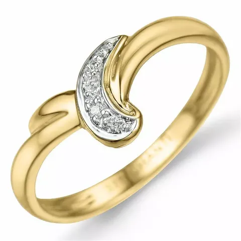 abstrakt diamant ring i 9 karat guld.- og hvidguld 0,005 ct