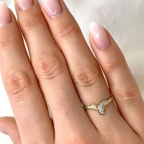 abstrakt diamant ring i 9 karat guld.- og hvidguld 0,005 ct