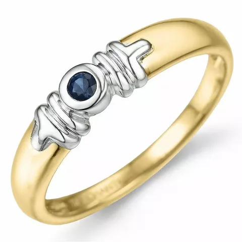 rund safir ring i 9 karat guld.- og hvidguld 0,08 ct