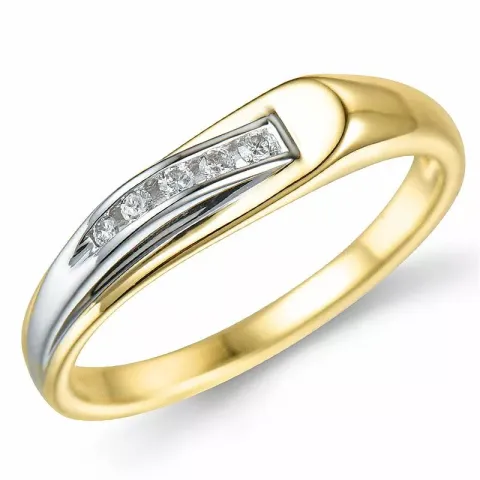 abstrakt diamant ring i 9 karat guld.- og hvidguld 0,07 ct