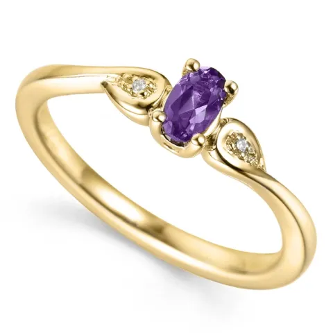 ametyst diamantring i 9 karat guld 0,008 ct 0,25 ct