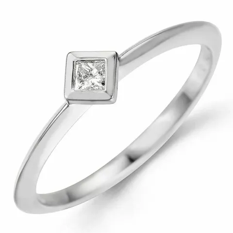 Firkantet diamantring i 9 karat hvidguld 0,12 ct