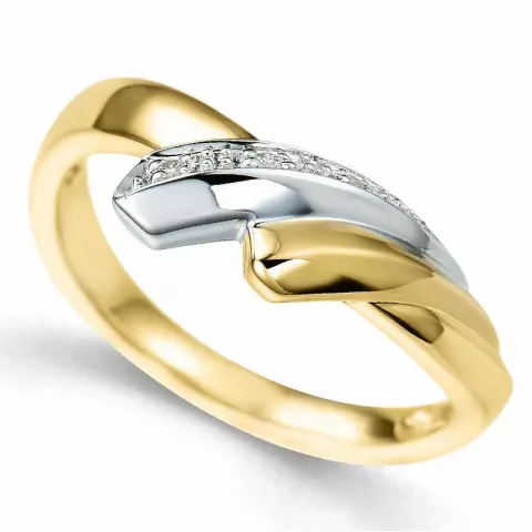 abstrakt diamant ring i 8 karat guld.- og hvidguld 0,02 ct