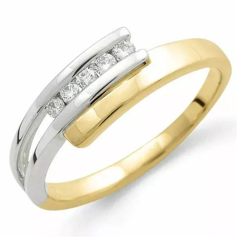 diamant ring i 9 karat guld.- og hvidguld 0,11 ct