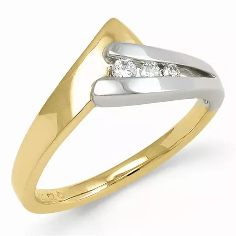 diamant ring i 9 karat guld.- og hvidguld 0,10 ct