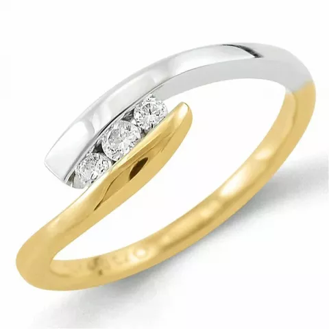 Enkel diamant ring i 9 karat guld.- og hvidguld 0,11 ct