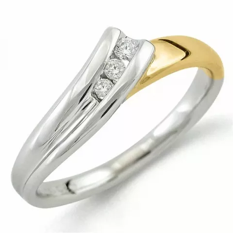 diamant ring i 9 karat guld.- og hvidguld 0,06 ct