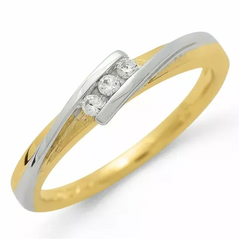 diamant ring i 9 karat guld.- og hvidguld 0,07 ct