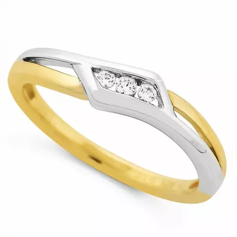 abstrakt diamant ring i 9 karat guld.- og hvidguld 0,06 ct