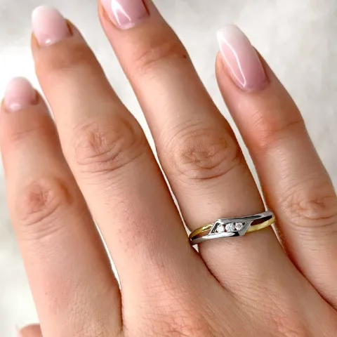 abstrakt diamant ring i 9 karat guld.- og hvidguld 0,06 ct